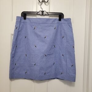 NWT Talbots Gingham Cotton Canvas Parrot Print Skirt Sze 16 Retail $79.50 Preppy